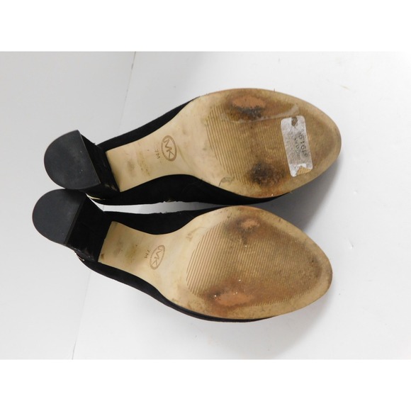 Michael Kors Haven Platform Booties Black Suede Ankle with Gold Accents 7 M - Picture 7 of 7